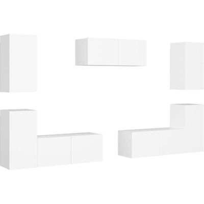 vidaXL Weiß 7-Teilig Wandmontiertes TV-Möbelset vidaXL Weiß 7-Teilig Wandmontiertes TV-Möbelset