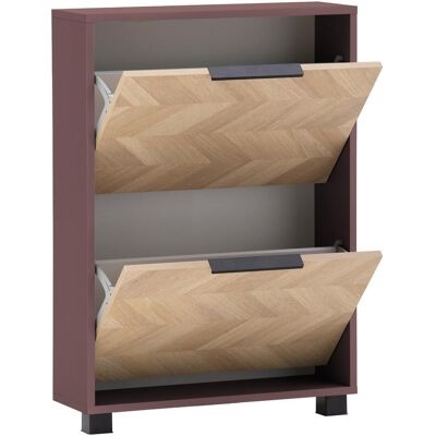 Schildmeyer, Schuhschrank, Piazza Schuhkipper Schuhschrank 2 Klappen Mauve / Fischgraeten Dekor (59.80 x 19.55 x 85.70 cm) Schildmeyer, Schuhschrank, Piazza Schuhkipper Schuhschrank 2 Klappen Mauve / Fischgraeten Dekor (59.80 x 19.55 x 85.70 cm)