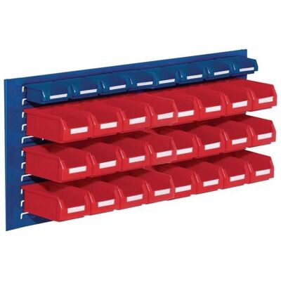 Rasterplan, Zubehör Lagereinrichtung, Sichtlagerkastenset H450xB1000xT250mm Stahlblech/Polyethylen Kunststoffbeschichtung blau + rot 24... Rasterplan, Zubehör Lagereinrichtung, Sichtlagerkastenset H450xB1000xT250mm Stahlblech/Polyethylen Kunststoffbeschichtung blau + rot 24...