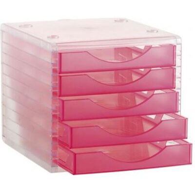 Q-connect - Schubladen-Datei 260x270x340 - rosa durchsichtig - 5-Schubladen - Drawer Unit Q-connect - Schubladen-Datei 260x270x340 - rosa durchsichtig - 5-Schubladen - Drawer Unit