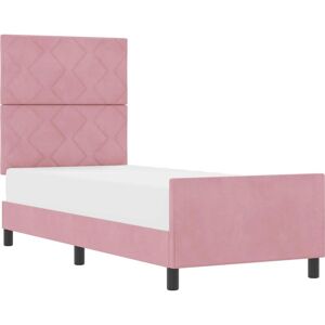 Vidaxl Rosa Veloursbettgestell - Moderner Diamantstil - 80x200cm Vidaxl Rosa Veloursbettgestell - Moderner Diamantstil - 80x200cm