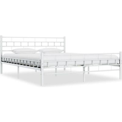 vidaXL Bettgestell Weiß Metall 140x200cm - Bett vidaXL Bettgestell Weiß Metall 140x200cm - Bett
