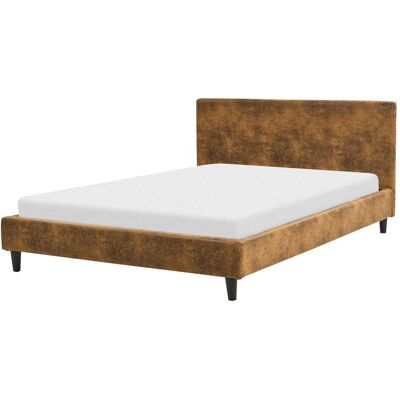 Beliani Doppelbett - 140x200cm Kunstleder Braun - EU Doppel Beliani Doppelbett - 140x200cm Kunstleder Braun - EU Doppel