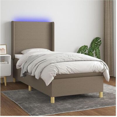 vidaxl Taupe Bett mit LED & Taschenfederkern-Matratze vidaxl Taupe Bett mit LED & Taschenfederkern-Matratze