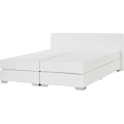 Beliani Weißes Faux-Leder King Size Bett mit Matratze Beliani Weißes Faux-Leder King Size Bett mit Matratze