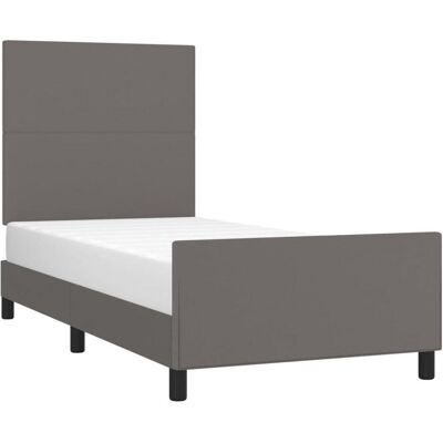 vidaXL Bettgestell mit Kopfteil - Grau - 80 x 200 cm vidaXL Bettgestell mit Kopfteil - Grau - 80 x 200 cm