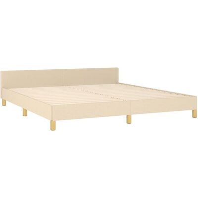 vidaXL Kremfarbenes Stoffbettgestell mit verstellbarem Kopfteil 180x200 cm vidaXL Kremfarbenes Stoffbettgestell mit verstellbarem Kopfteil 180x200 cm