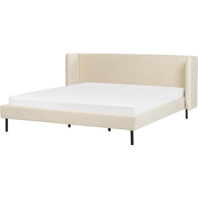 Beliani Bett Beige Samtvelours EU Super King - Bett Beliani Bett Beige Samtvelours EU Super King - Bett