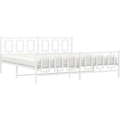 vidaXL Metallbettgestell - 193x203 cm, Weiß - Bettgestell vidaXL Metallbettgestell - 193x203 cm, Weiß - Bettgestell