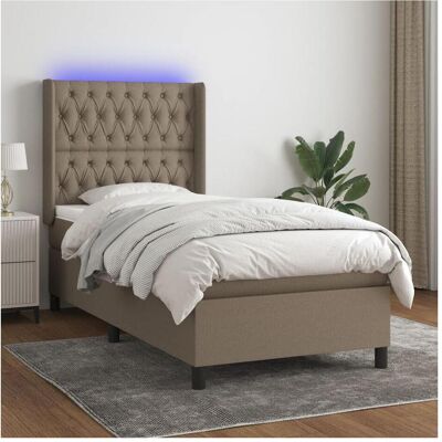 VIDAXL Bett mit Matratze und LED - Grau Taupe - 80x200 cm VIDAXL Bett mit Matratze und LED - Grau Taupe - 80x200 cm