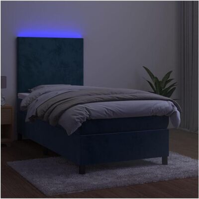 vidaXL Dunkelblaues Samtbetten mit LED - Bett mit Matratze vidaXL Dunkelblaues Samtbetten mit LED - Bett mit Matratze