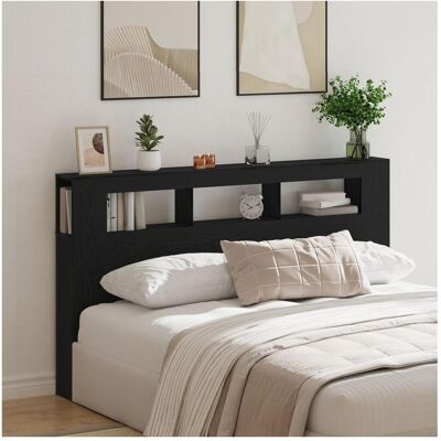 Vidaxl Schwarze Eichen Kopfteil mit LED-Lichtern 180x18,5x103,5 cm Vidaxl Schwarze Eichen Kopfteil mit LED-Lichtern 180x18,5x103,5 cm