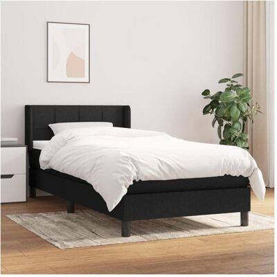 vidaXL Schwarzes Stoffbett mit Matratze 100x200cm - Bett vidaXL Schwarzes Stoffbett mit Matratze 100x200cm - Bett