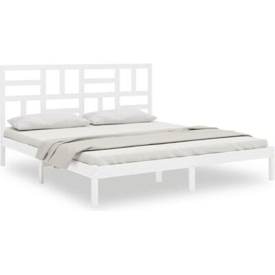 vidaXL Massives Holzbett Weiß 180x200 cm - Bett vidaXL Massives Holzbett Weiß 180x200 cm - Bett