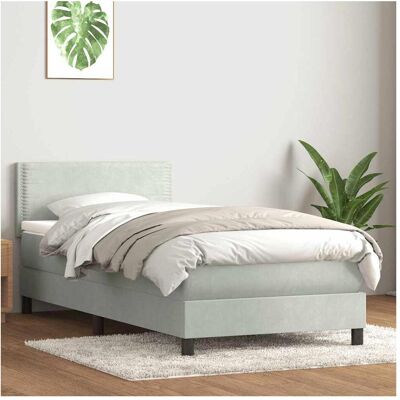 vidaXL Hellgraues Samt-Bett mit Boxspring vidaXL Hellgraues Samt-Bett mit Boxspring