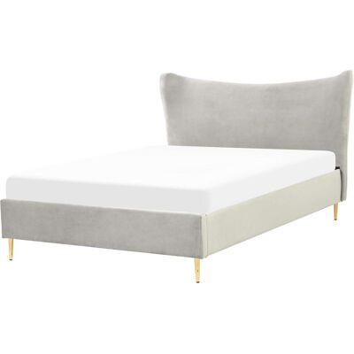 Beliani EU Doppelbett Hellgrau Samt - CHALEIX - Modern Glam Stil Schlafzimmer Beliani EU Doppelbett Hellgrau Samt - CHALEIX - Modern Glam Stil Schlafzimmer