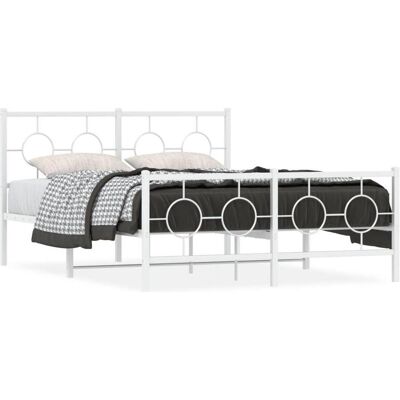 vidaXL Bettgestell mit Kopf- und Fußteil - Metall - Weiß - 140x190 cm - Bettgestell vidaXL Bettgestell mit Kopf- und Fußteil - Metall - Weiß - 140x190 cm - Bettgestell