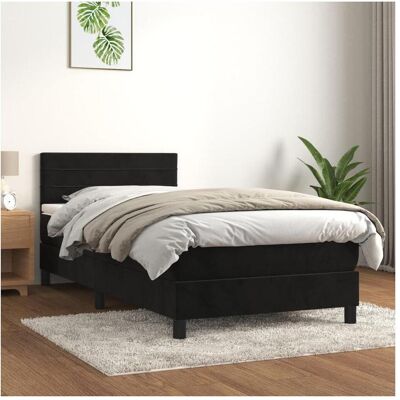 Vidaxl Schwarzes Samtbett 100x200cm Bett - Verstellbares Kopfteil & Taschenfederkern Vidaxl Schwarzes Samtbett 100x200cm Bett - Verstellbares Kopfteil & Taschenfederkern