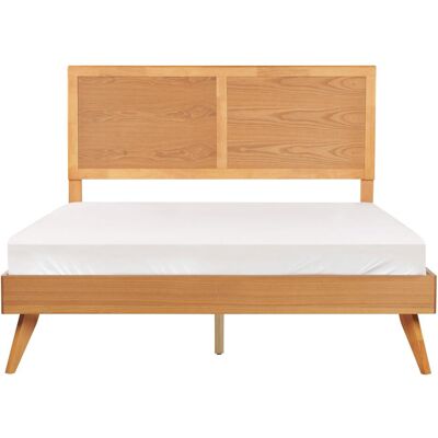 Beliani Helles Holz MDF King Size Bett - Rustik Stil - 5ft3 Rahmen mit Kopfteil & Lamellengestell Beliani Helles Holz MDF King Size Bett - Rustik Stil - 5ft3 Rahmen mit Kopfteil & Lamellengestell