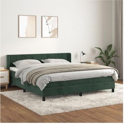 vidaXL Dunkelgrünes Samt-Boxspringbett - Bett vidaXL Dunkelgrünes Samt-Boxspringbett - Bett