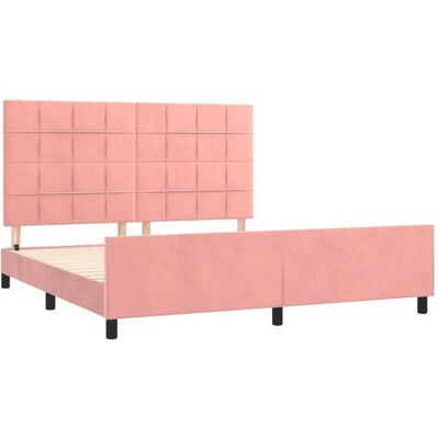 vidaXL Rosa Samtbettrahmen mit Kopfteil - Bettgestell vidaXL Rosa Samtbettrahmen mit Kopfteil - Bettgestell