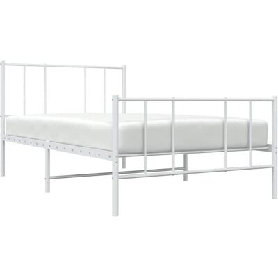 vidaXL Metallbett mit Kopfteil - Bettgestell, Weiß, 107x203cm vidaXL Metallbett mit Kopfteil - Bettgestell, Weiß, 107x203cm