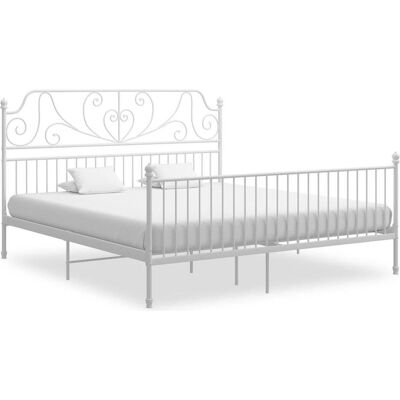 vidaXL Bettgestell Weiß Metall 180x200 cm - Bettart vidaXL Bettgestell Weiß Metall 180x200 cm - Bettart