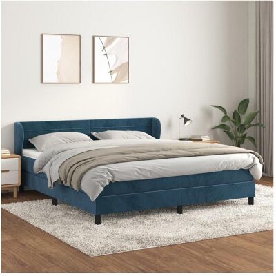 Vidaxl Dunkelblaues Samtbettesbett mit Verstellbarem Kopfteil & Taschenfederkernmatratze - Bettart Vidaxl Dunkelblaues Samtbettesbett mit Verstellbarem Kopfteil & Taschenfederkernmatratze - Bettart