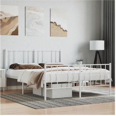 vidaXL Metallbett Weiß 140x190 cm - Bettrahmen vidaXL Metallbett Weiß 140x190 cm - Bettrahmen