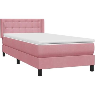 vidaXL Rosa Samt 80x220cm Bett mit Matratze & Kopfteil vidaXL Rosa Samt 80x220cm Bett mit Matratze & Kopfteil