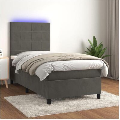 vidaXL Bett mit Matratze und LED - Dunkelgrau vidaXL Bett mit Matratze und LED - Dunkelgrau