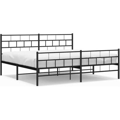 vidaXL Metallbettgestell Schwarz 193x203 cm mit Kopf- und Fußteil - Bettgestell vidaXL Metallbettgestell Schwarz 193x203 cm mit Kopf- und Fußteil - Bettgestell