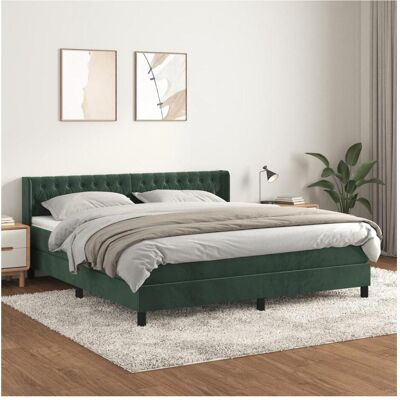 vidaXL Bett mit Matratze und Kopfteil - Dunkelgrün - Bett mit Matratze vidaXL Bett mit Matratze und Kopfteil - Dunkelgrün - Bett mit Matratze