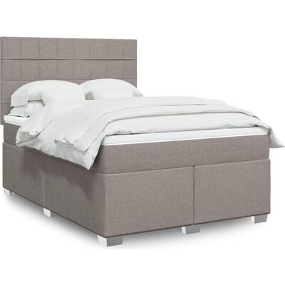vidaXL Taupe Boxspringbett mit LED & Höhenverstellbarem Kopfteil vidaXL Taupe Boxspringbett mit LED & Höhenverstellbarem Kopfteil