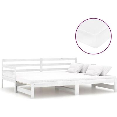 vidaXL Tagesbett mit Ausziehmatratze - Tagesbett, Massives Kiefernholz, Weiß vidaXL Tagesbett mit Ausziehmatratze - Tagesbett, Massives Kiefernholz, Weiß