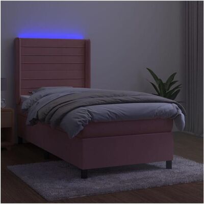 vidaXL Rosa Samt Verstellbares Bett mit LED vidaXL Rosa Samt Verstellbares Bett mit LED