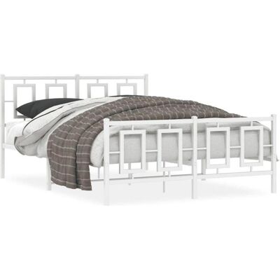 vidaXL Bettgestell - Metall - Weiß - 140x190cm - Bettart vidaXL Bettgestell - Metall - Weiß - 140x190cm - Bettart