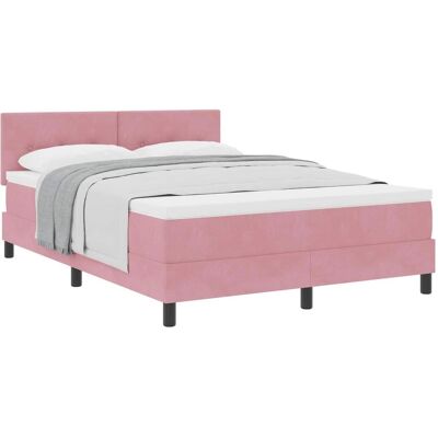 Vidaxl Rosa Sammet Bett 140x190cm - Bett Vidaxl Rosa Sammet Bett 140x190cm - Bett