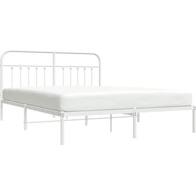 vidaXL Metallbettgestell Weiß 180x200 cm - Bettgestell mit Kopfteil vidaXL Metallbettgestell Weiß 180x200 cm - Bettgestell mit Kopfteil