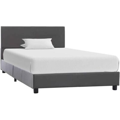 vidaXL Estructura de cama de cuero sintético gris 100x200 cm - Bed Frame vidaXL Estructura de cama de cuero sintético gris 100x200 cm - Bed Frame