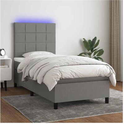 vidaXL Dunkelgraues Stoffbett mit LED, 80x200 cm vidaXL Dunkelgraues Stoffbett mit LED, 80x200 cm