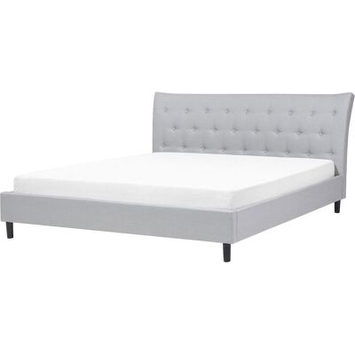 Beliani King Size Grau Polyester Stoff Bezogtes Bett - Modernes Design Beliani King Size Grau Polyester Stoff Bezogtes Bett - Modernes Design