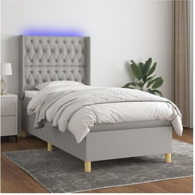 vidaXL Hellgraues Bett mit Verstellbarem Kopfteil - Bett mit LED-Beleuchtung vidaXL Hellgraues Bett mit Verstellbarem Kopfteil - Bett mit LED-Beleuchtung