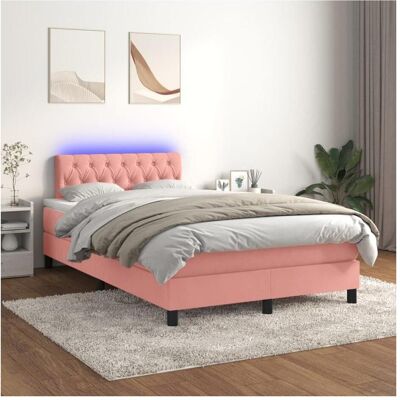 vidaXL Pinkes Samtbettrahmen mit LED & Matratze vidaXL Pinkes Samtbettrahmen mit LED & Matratze