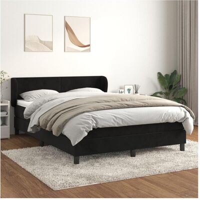 vidaXL Schwarzes Samt-Kastenbett - Bett vidaXL Schwarzes Samt-Kastenbett - Bett