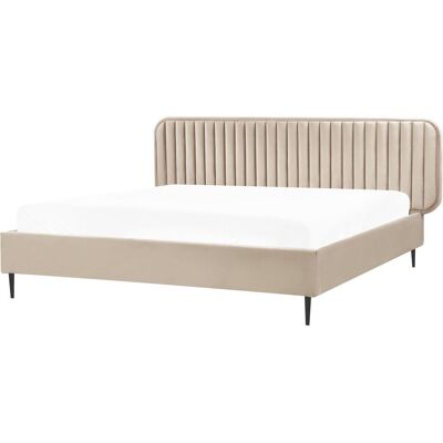 Beliani Brin Grau Braun Samtbetten Modernes Bett 180x200cm Beliani Brin Grau Braun Samtbetten Modernes Bett 180x200cm