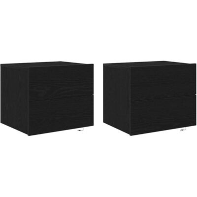 vidaXL Wandmontierter Nachttisch Schwarze Eiche Holz - Nachttisch vidaXL Wandmontierter Nachttisch Schwarze Eiche Holz - Nachttisch