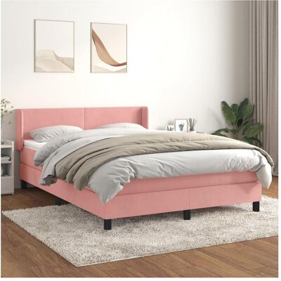 vidaXL Rosa Samt 140x190cm Bett mit Verstellbarem Kopfteil - Bett vidaXL Rosa Samt 140x190cm Bett mit Verstellbarem Kopfteil - Bett