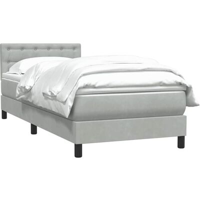 vidaXL Hellgraues Samt Boxspringbett 80x220 cm vidaXL Hellgraues Samt Boxspringbett 80x220 cm