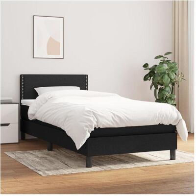 vidaXL Boxspringbett Mit Matratze Stoff Schwarz 100x200cm - Bett & Rahmen vidaXL Boxspringbett Mit Matratze Stoff Schwarz 100x200cm - Bett & Rahmen